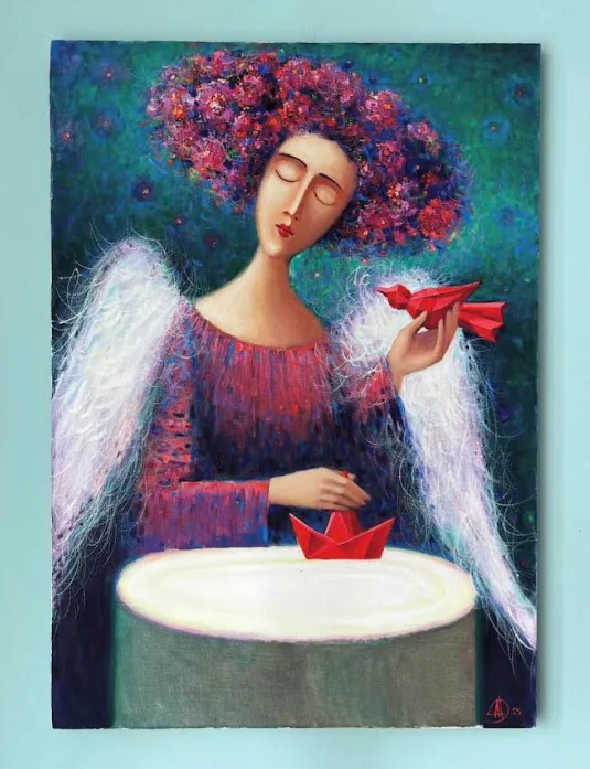 Angel with Origami Bird